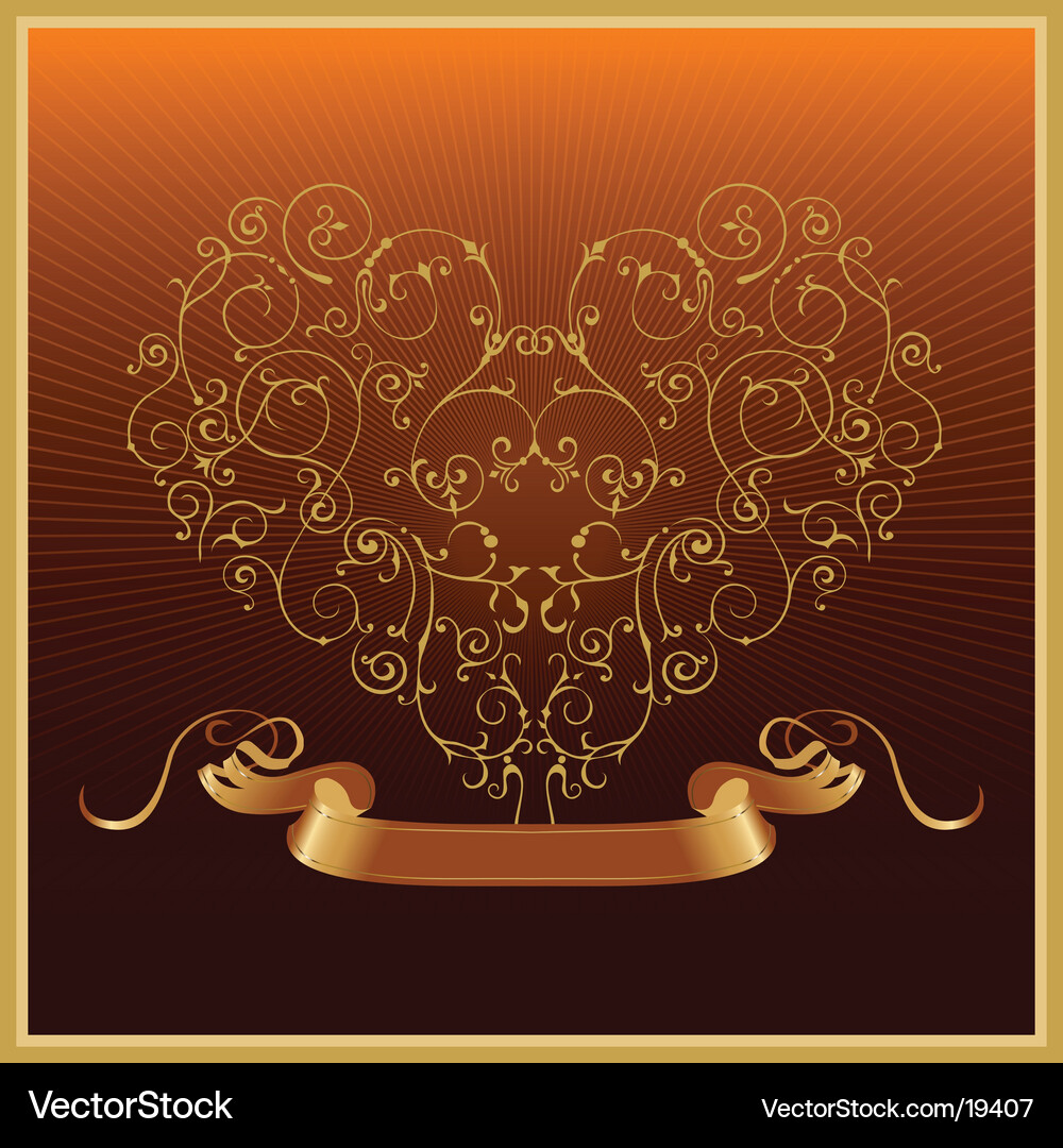 Elegant Golden Heart with Ribbon Vector Image
