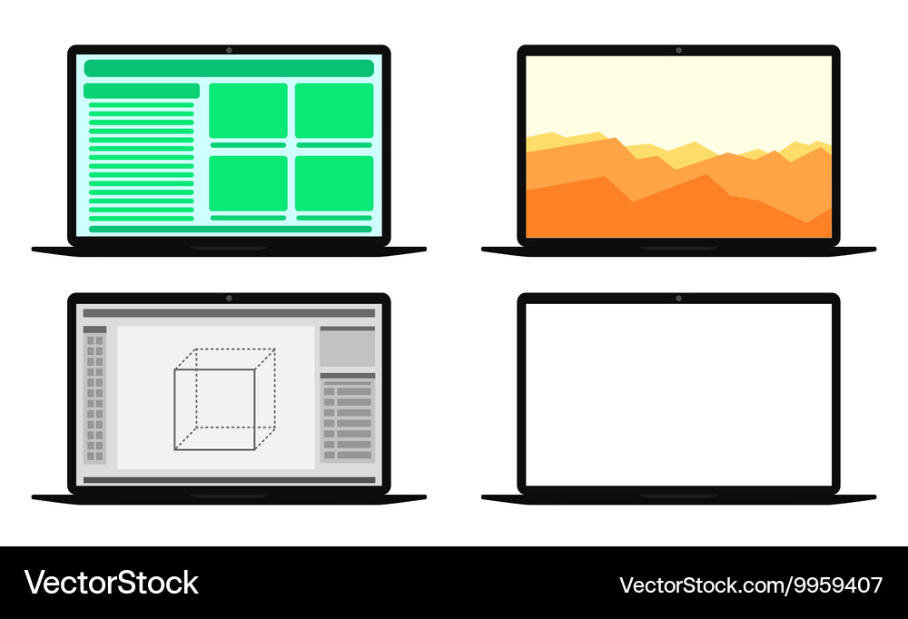 Set of computers with different screens Vector Image