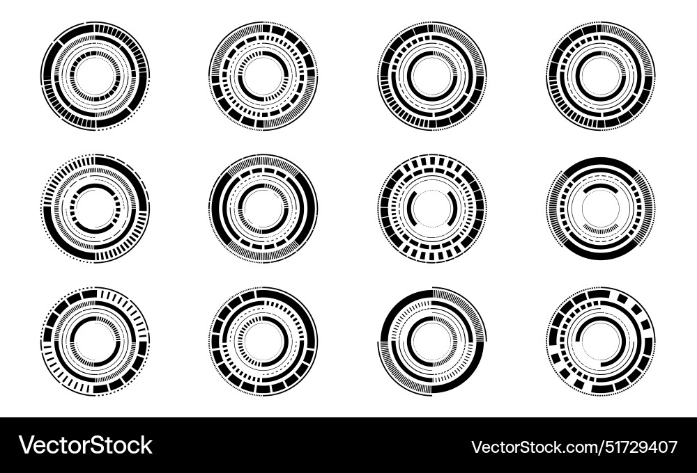 Set of sci fi black circle user interface Set of sci fi black circle user interface vector image
