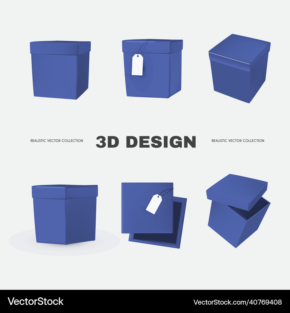 3d box collection in different view delivery 3d box collection in different view delivery vector image