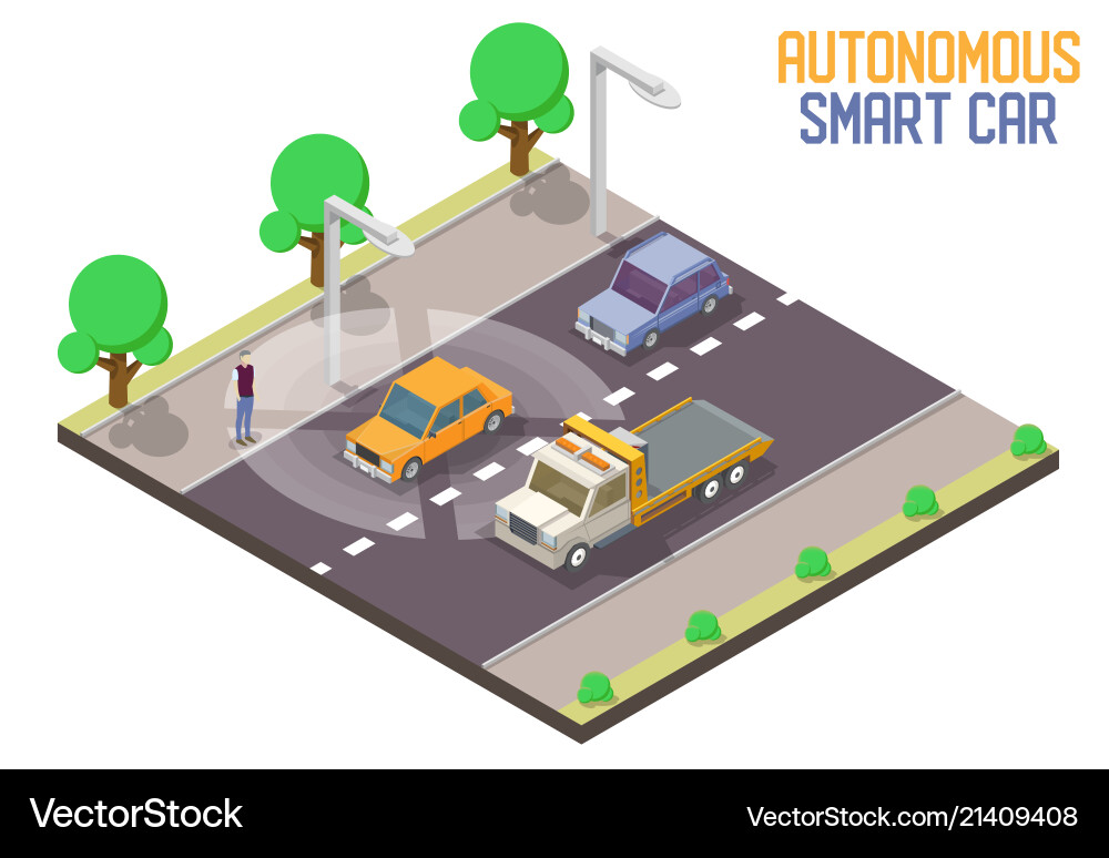 Autonome intelligente Autoisometrie Vektorbild