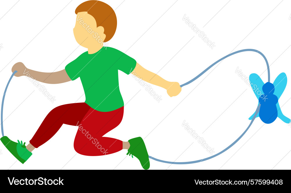 Child playing with toy on string simple vector image
