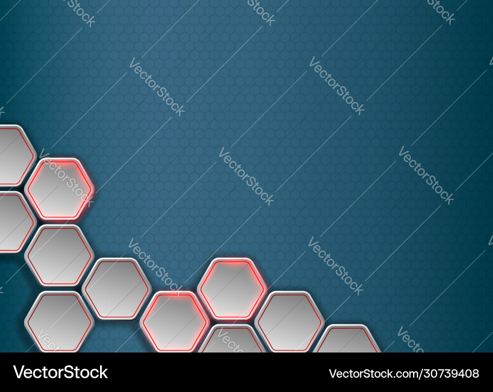 Metallic Hexagon Pattern Background Vector Image