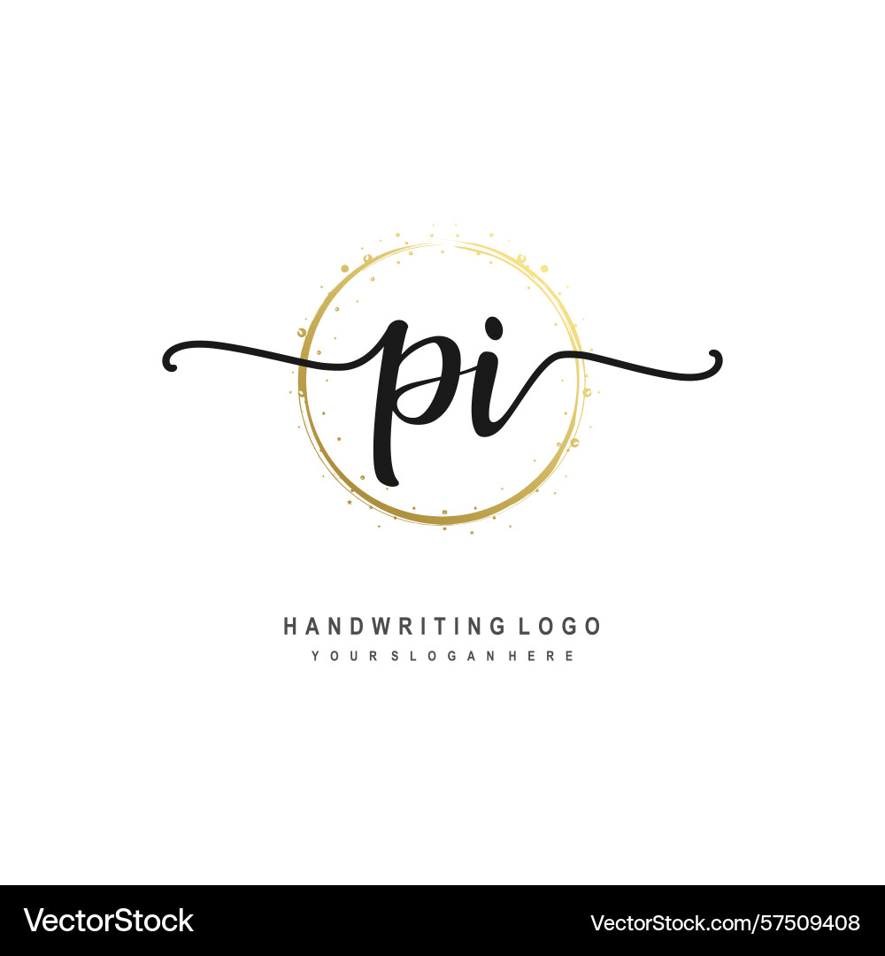 Pi initial handwriting logo with circular wave Vector Image
