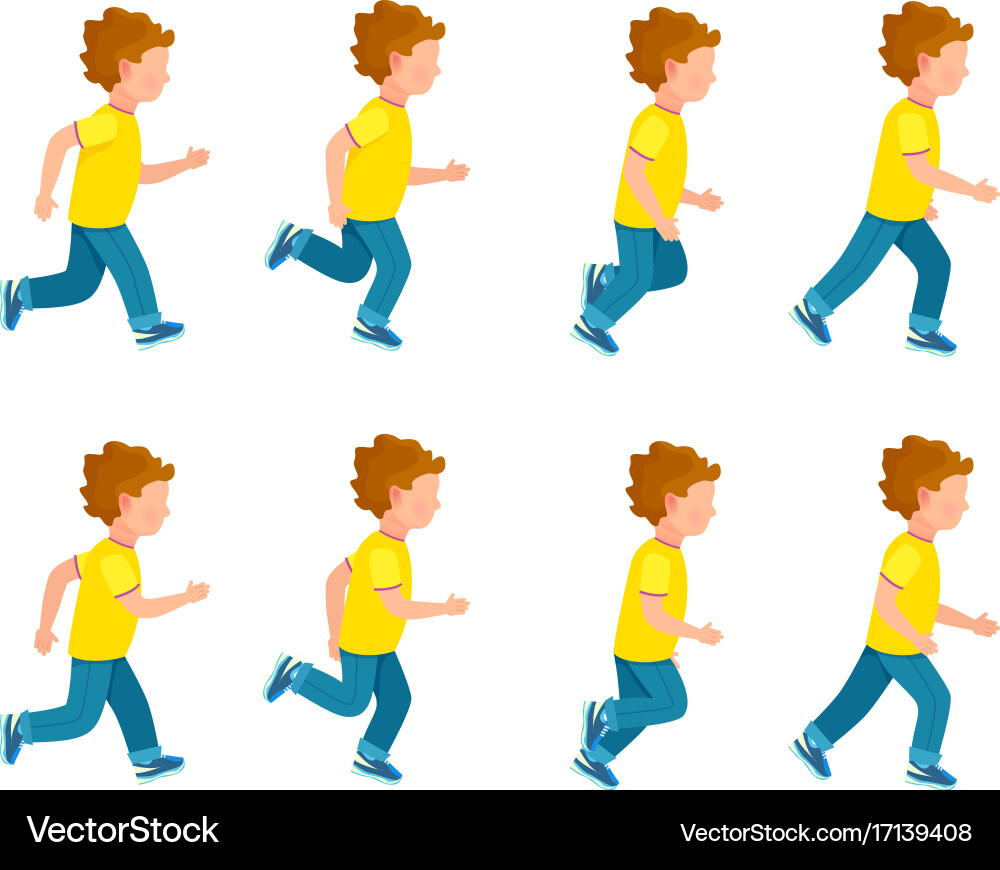 Running Boy Animation - 8 Frame Loop vector image