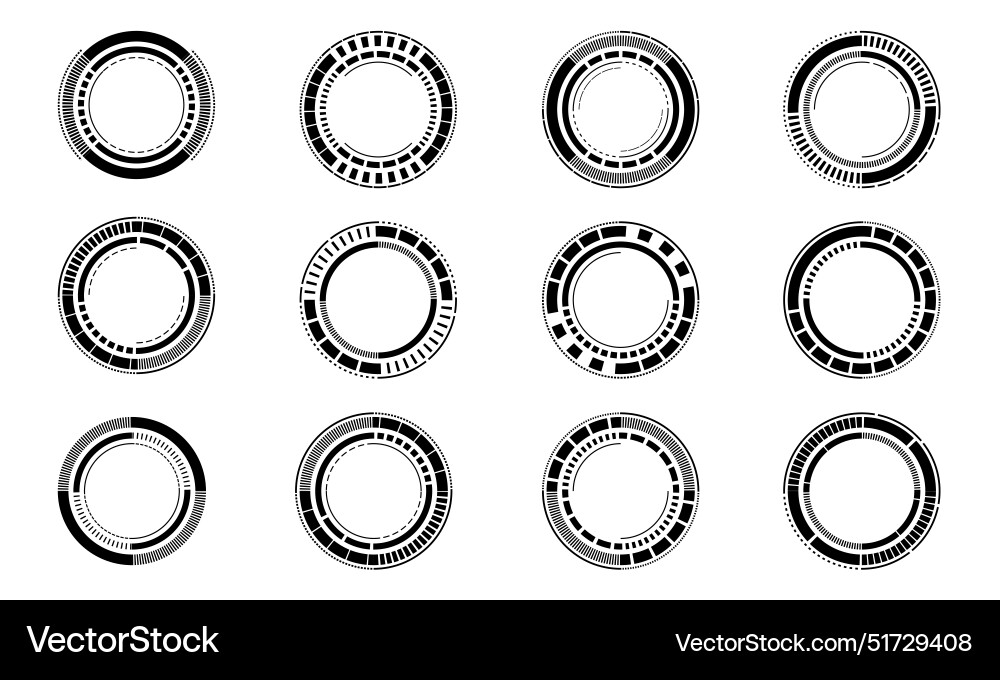 Set of sci fi black circle user interface Set of sci fi black circle user interface vector image