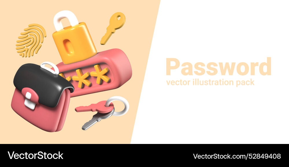 Set of templates for concepts with password vector image