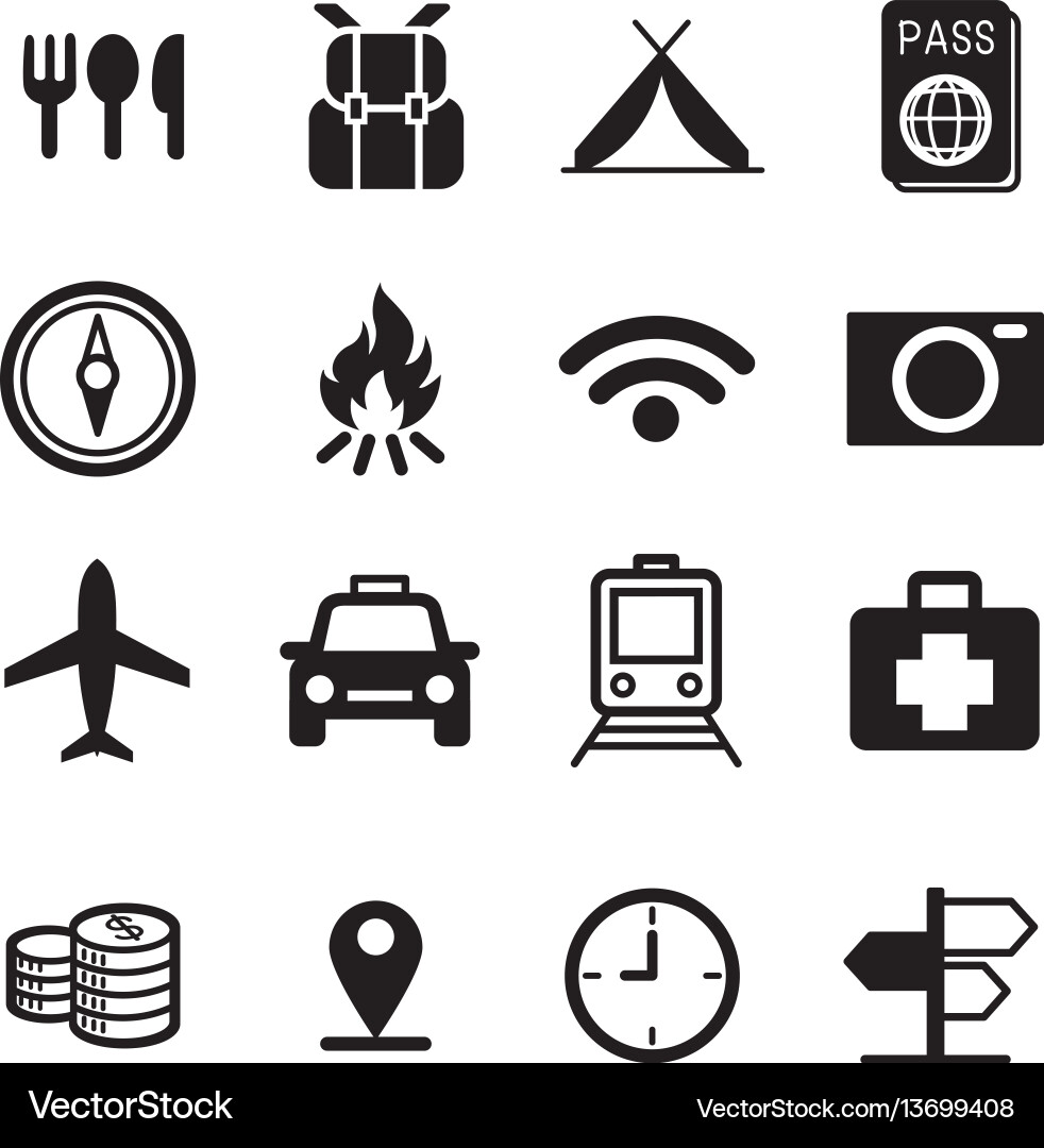 Traveling and transport icons Traveling and transport icons vector image