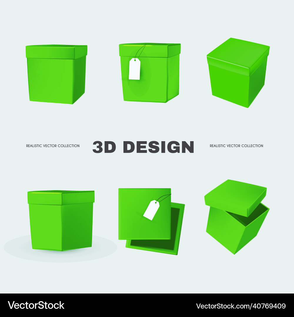 3d box collection in different view delivery 3d box collection in different view delivery vector image