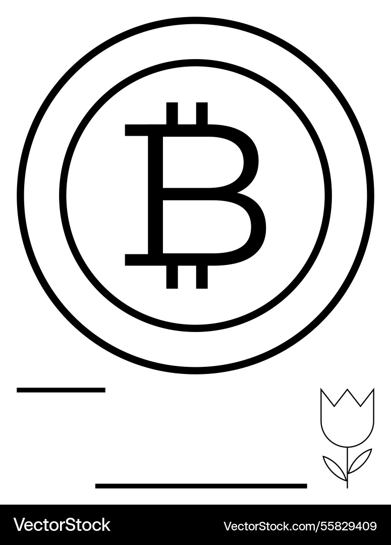 Bitcoin logo in bold lines with circular border Bitcoin logo in bold lines with circular border vector image