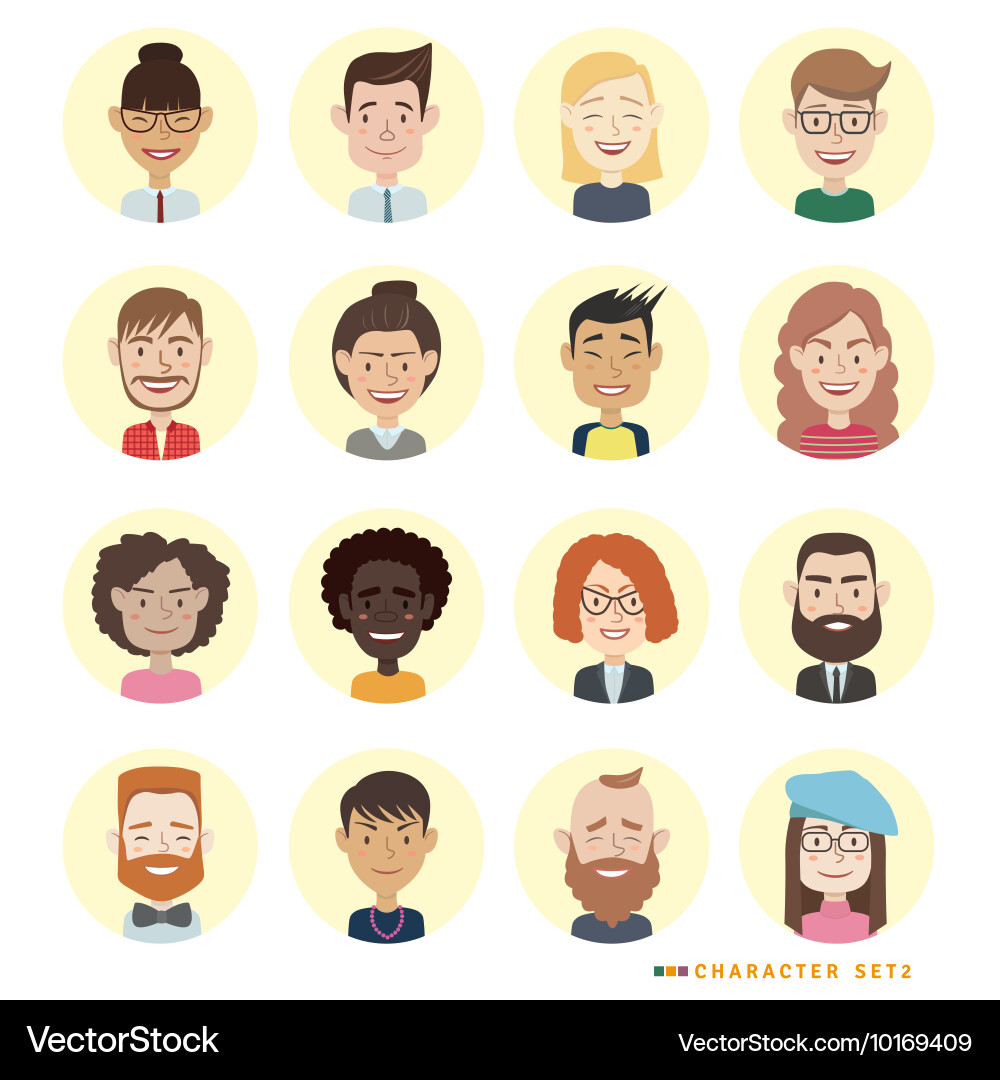 Diverse People Icons Set Vector Image