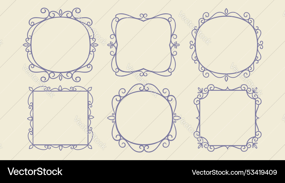 Hand-drawn vintage frames Royalty Free Vector Image