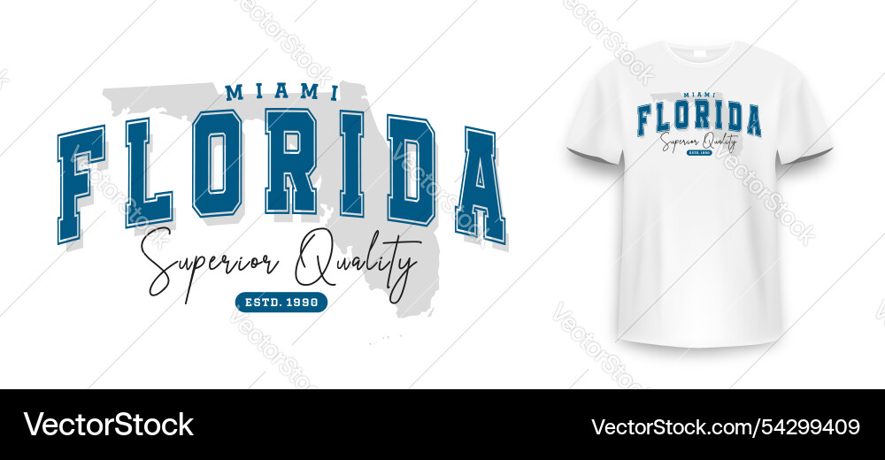 Miami florida t-shirt mockup design slogan Vector Image