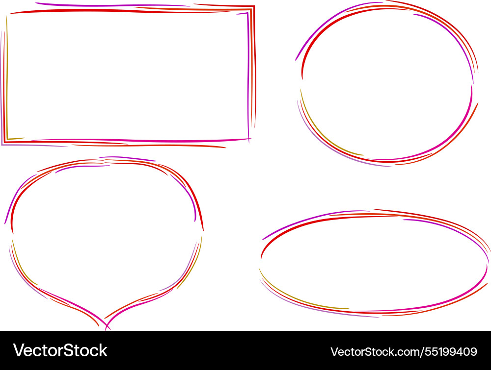 Red colorful sketch different shapes frames set Red colorful sketch different shapes frames set Vector Image