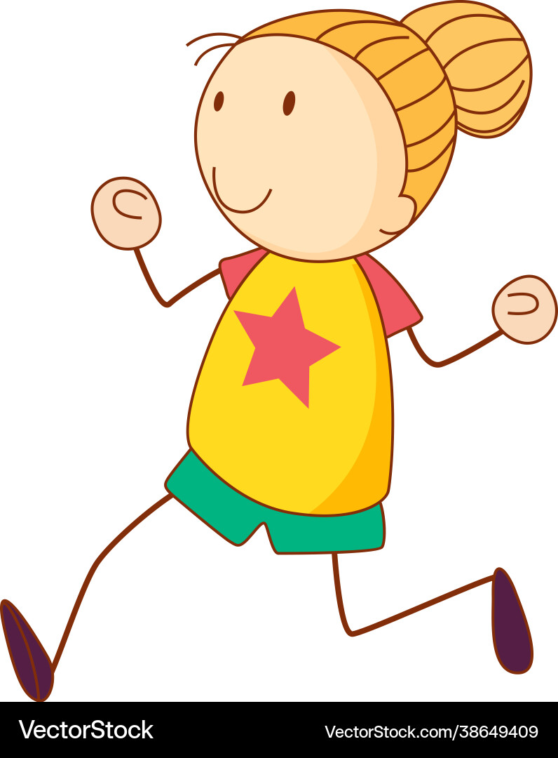 Süße Mädchen Cartoon Charakter in Hand gezogen Doodle Süße Mädchen Cartoon Charakter in Hand gezogen Doodle vektorbild