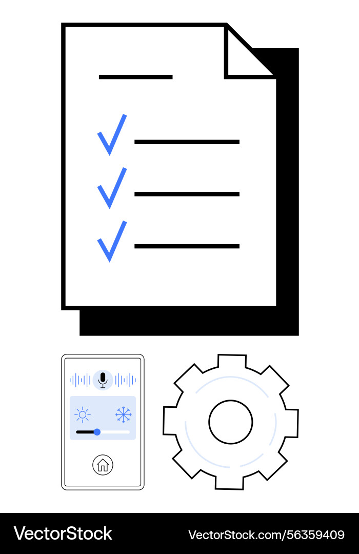 Task completion checklist with smart control panel Task completion checklist with smart control panel vector image