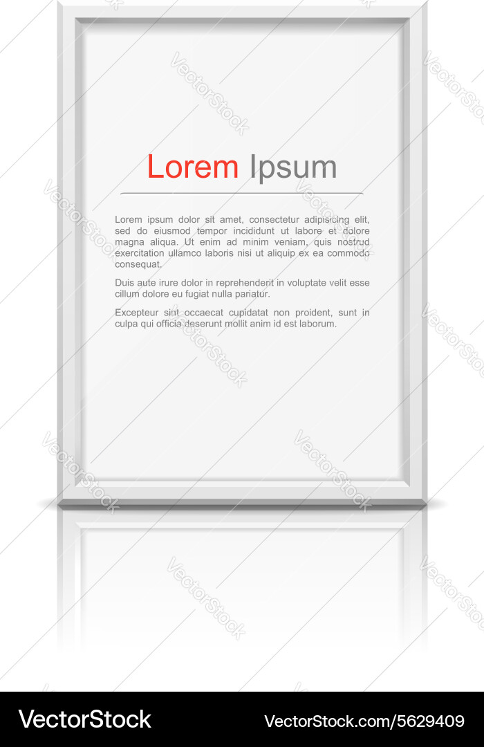White A4 Frame with Reflection vector image