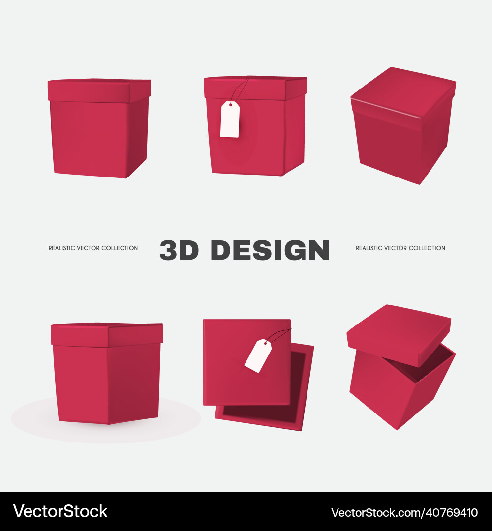 3d box collection in different view delivery 3d box collection in different view delivery vector image