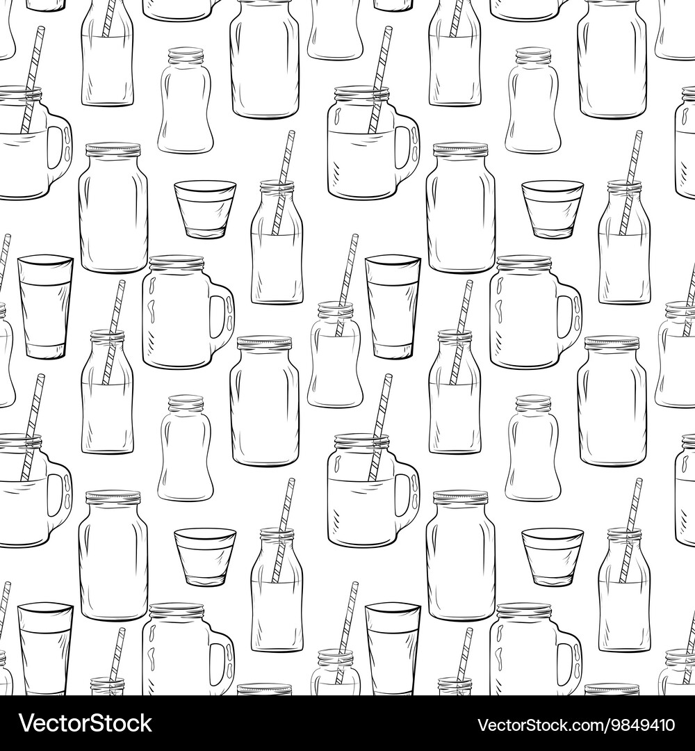 Glass bottles sketches pattern Vector Image