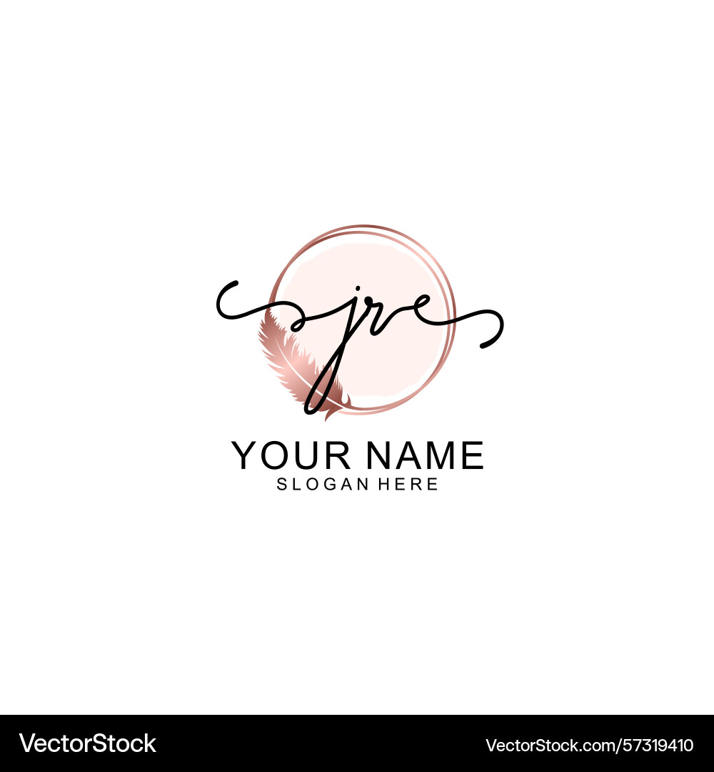 Handwritten jr initial logo with circle Vector Image