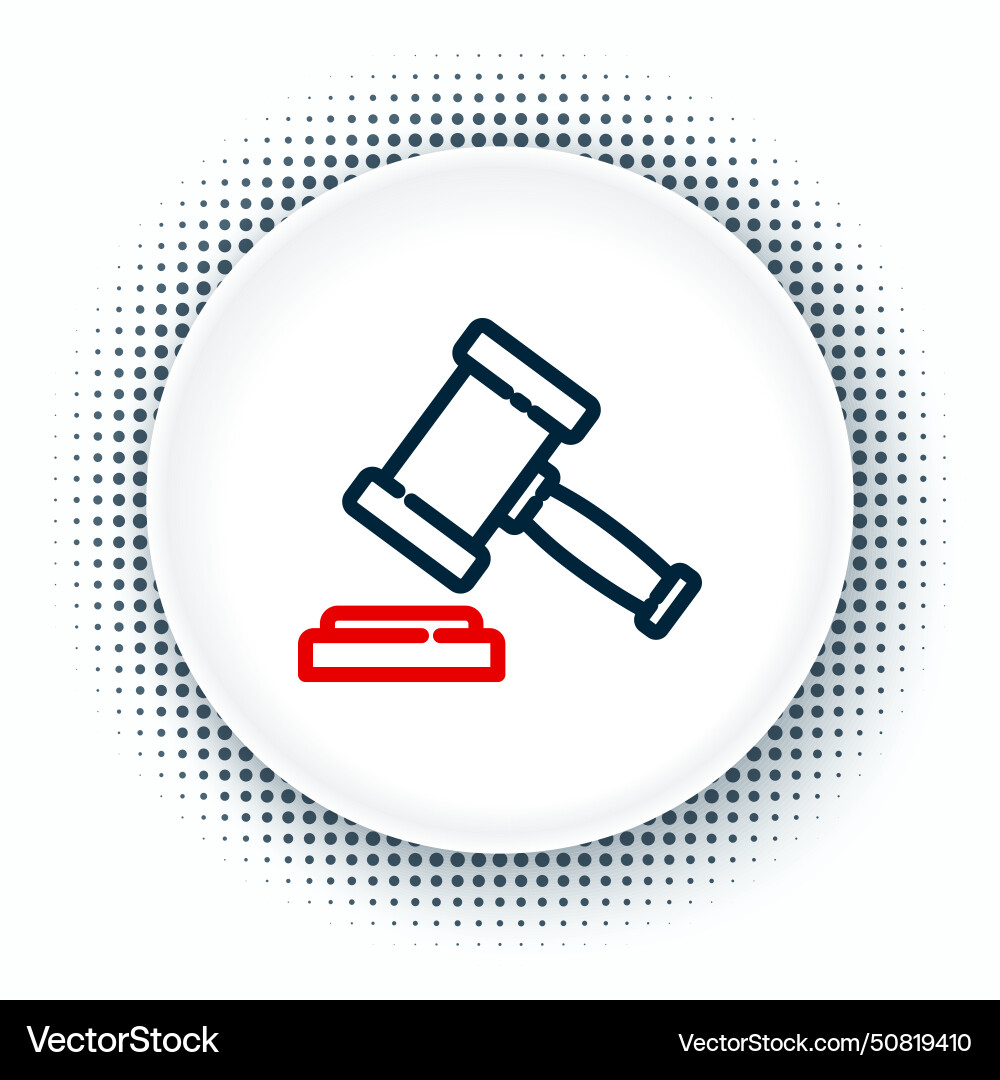 Line judge gavel icon isolated on white Line judge gavel icon isolated on white Vector Image
