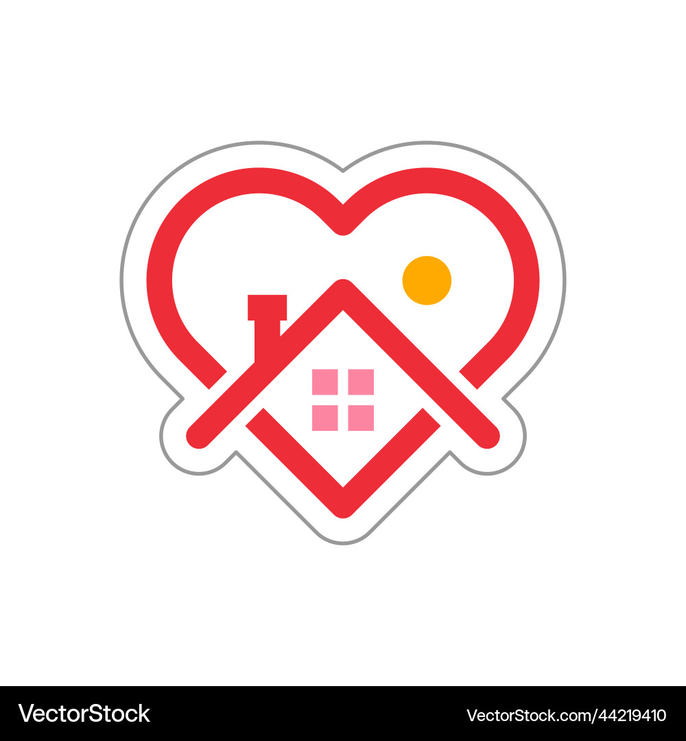 Stay home sticker story house with heart shape Stay home sticker story house with heart shape vector image