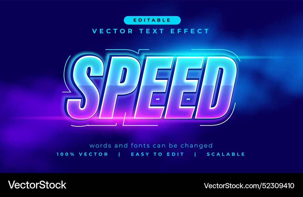 Stylish speed editable text effect template vector image