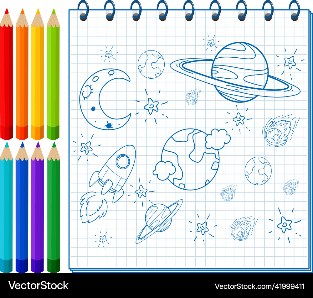 A notebook with doodle sketch design and colour A notebook with doodle sketch design and colour vector image