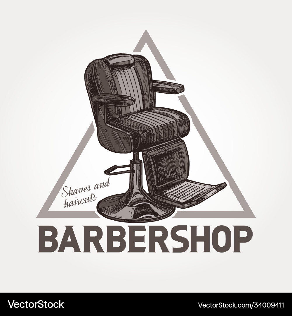 Barber shop triangular sketch emblem Barber shop triangular sketch emblem vector image