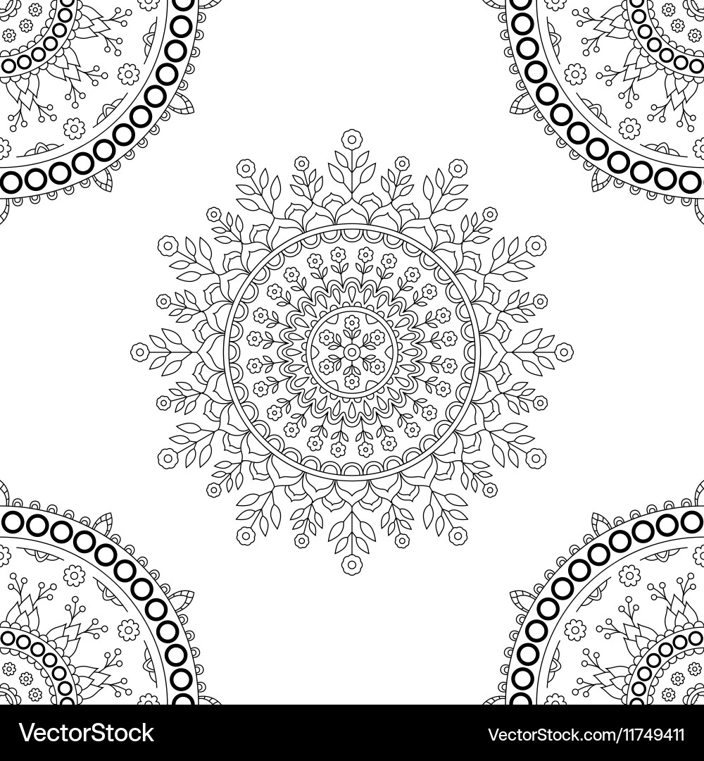 Circle mandala floral pattern vector image