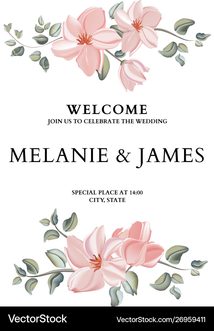 Floral Wedding Card with Roses vector image