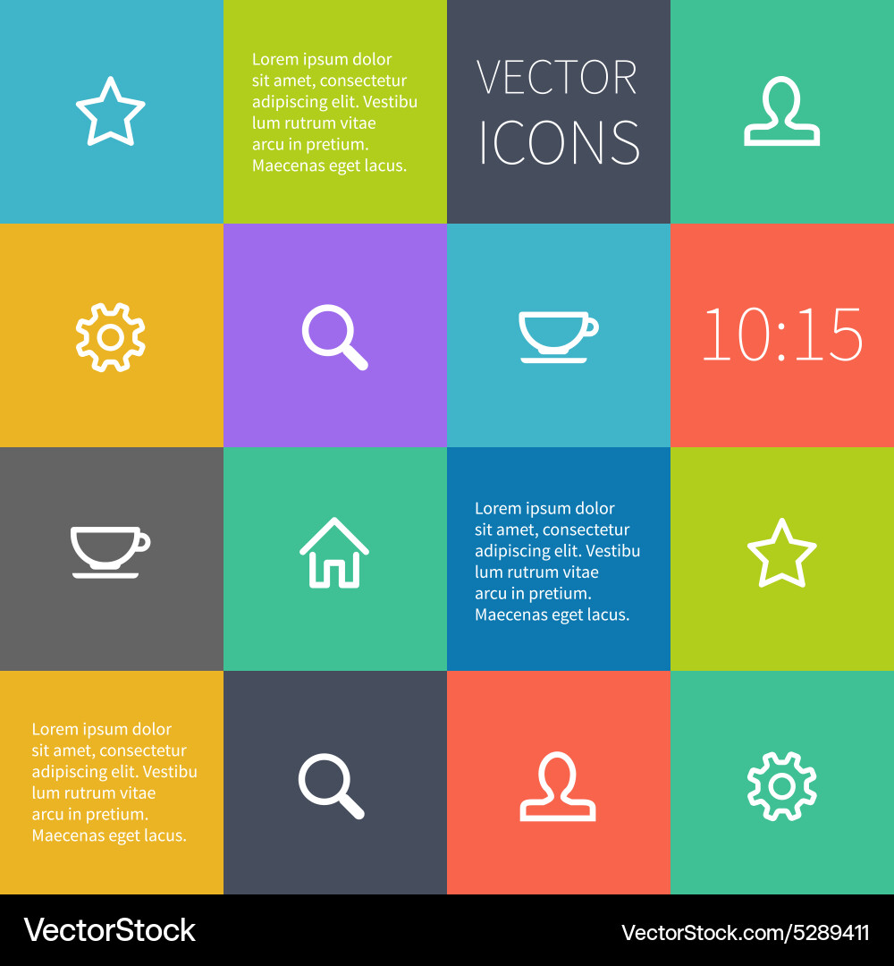 Geometric Color Blocks with Icons vector image