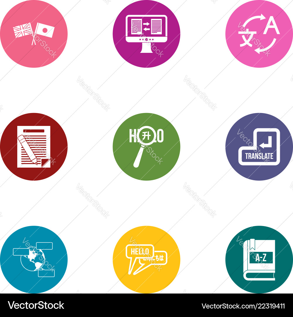 Hello icons set flat style Vector Image