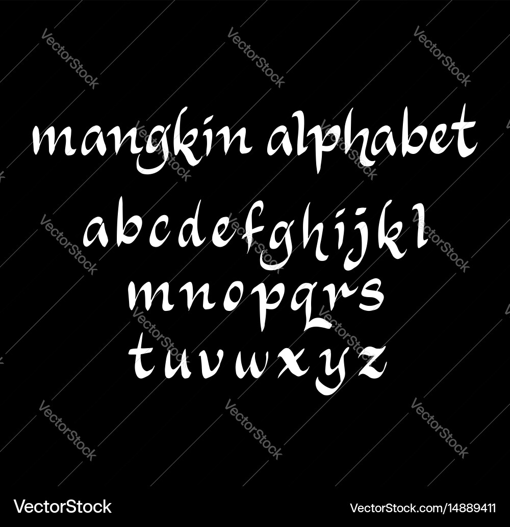 Mangkin alphabet typography Vector Image