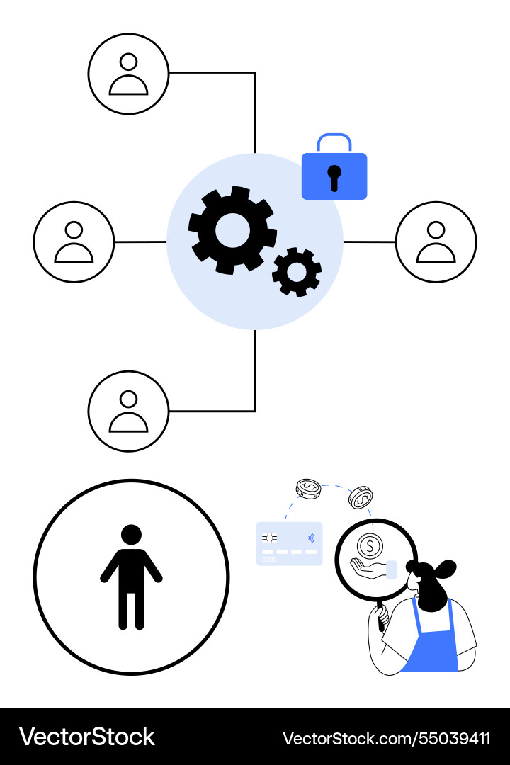 Network and data security structure with user Network and data security structure with user vector image