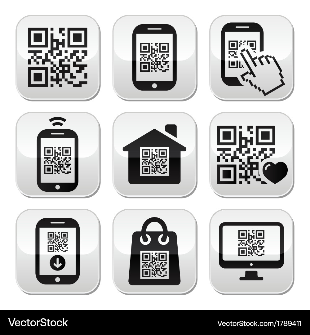 QR Code Smartphone Buttons vector image