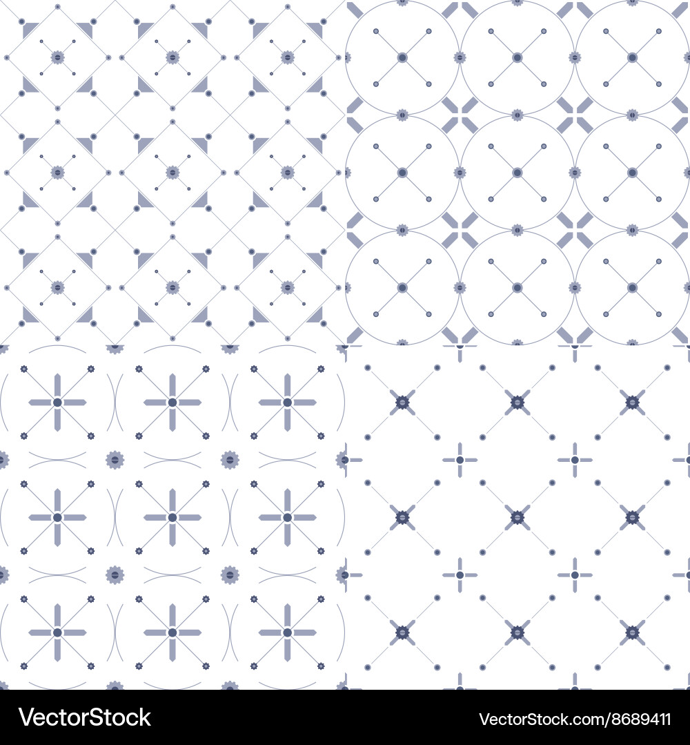 Set four seamless geometrical patterns background vector image