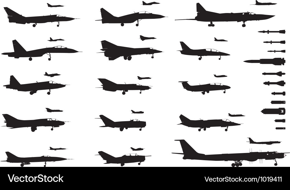 Soviet Military Aircraft Silhouettes vector image