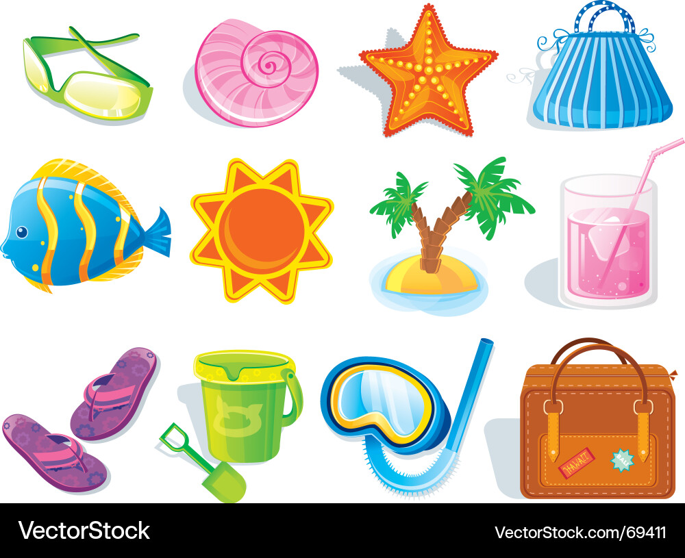 Summer Travel Icons Vector Image