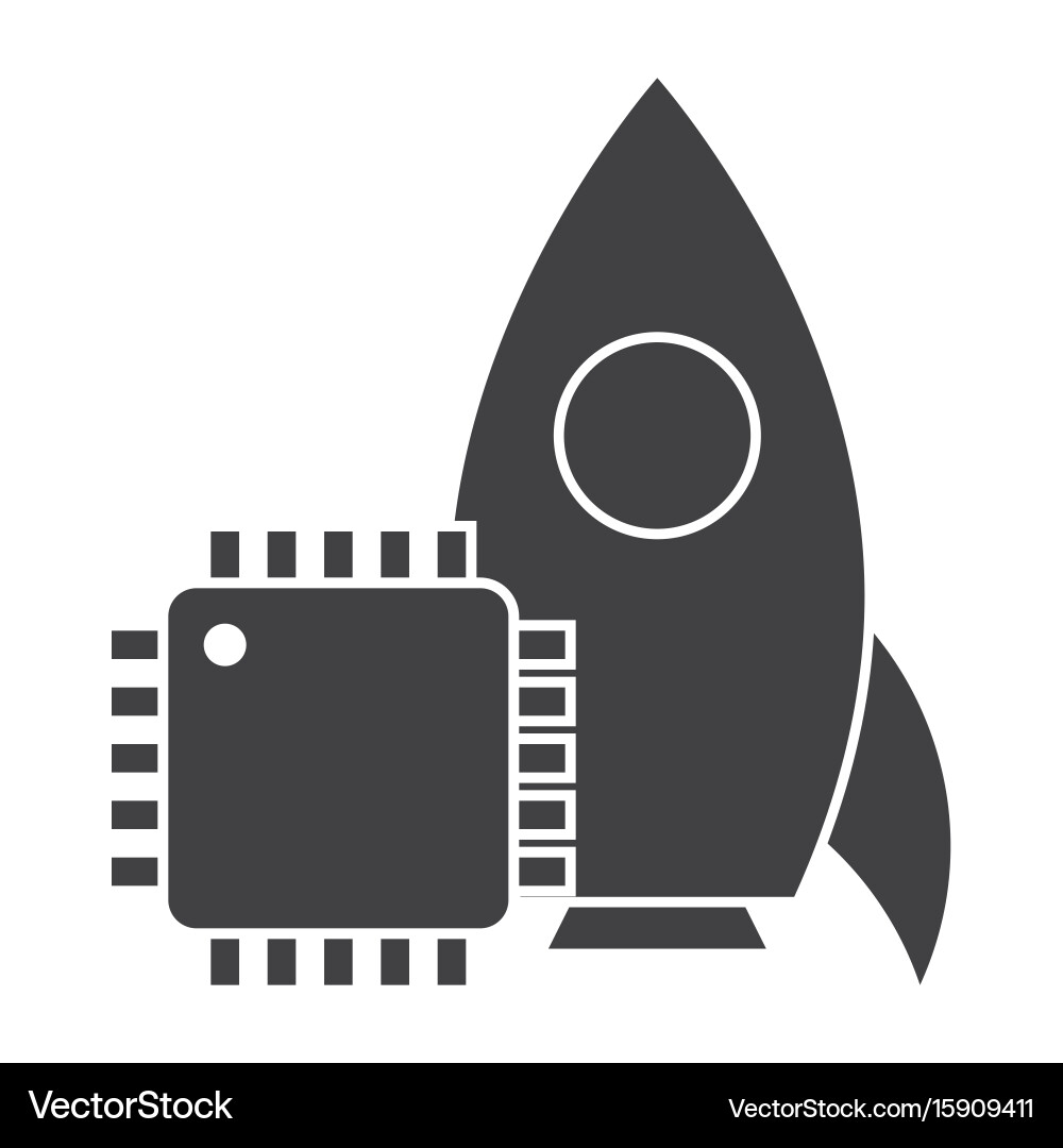 System Engineering Icon - Rocket & CPU vector image
