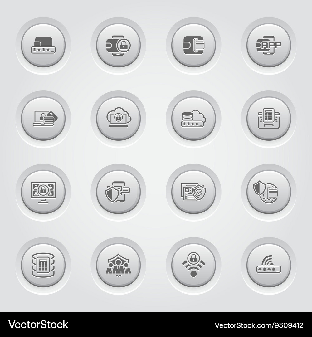 Button design security and protection icons set Vector Image