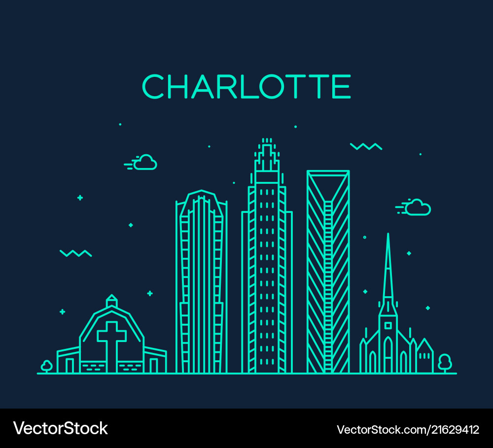Charlotte Stadt Skyline Nordkarolina usa Charlotte Stadt Skyline Nordkarolina usa vektorbild
