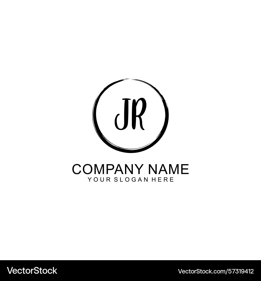Handwritten jr initial logo with circle Vector Image