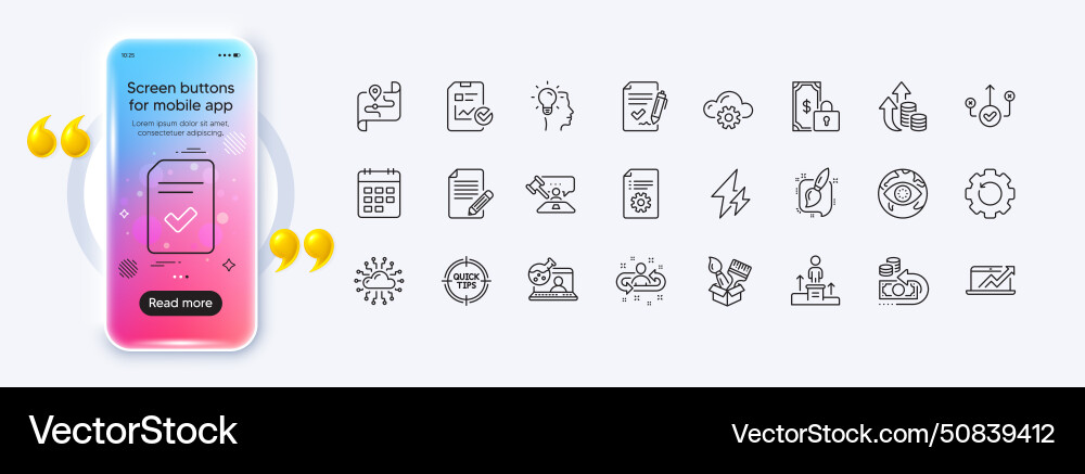 Idea tips and cloud computing line icons for web Idea tips and cloud computing line icons for web vector image