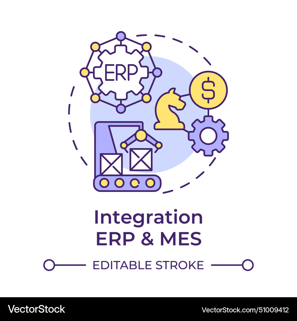 Integration erp and mes multi color concept icon Integration erp and mes multi color concept icon Vector Image
