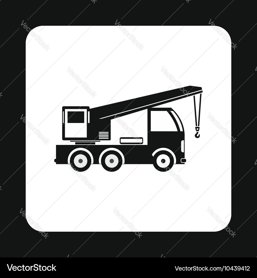 Machine with crane icon simple style vector image