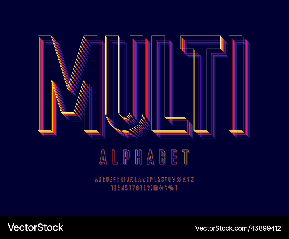 Multiple lines font vector image