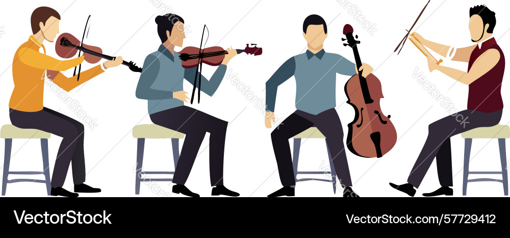 Musicians playing instruments classical ensemble Vector Image