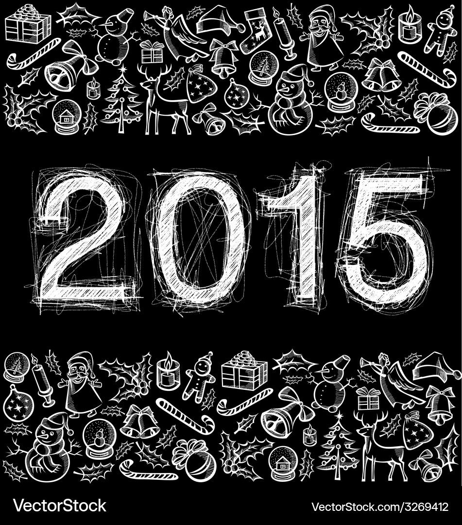 Scetch numbers 2015 and year Vector Image