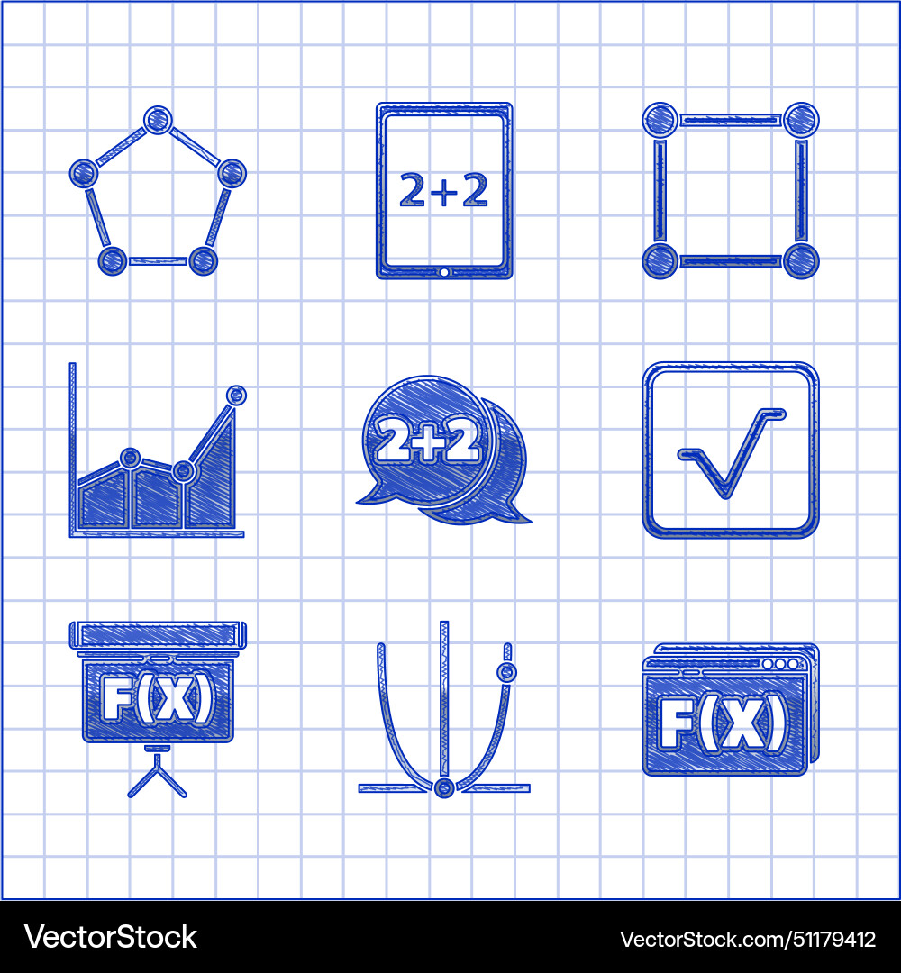 Set equation solution graph schedule chart Vector Image